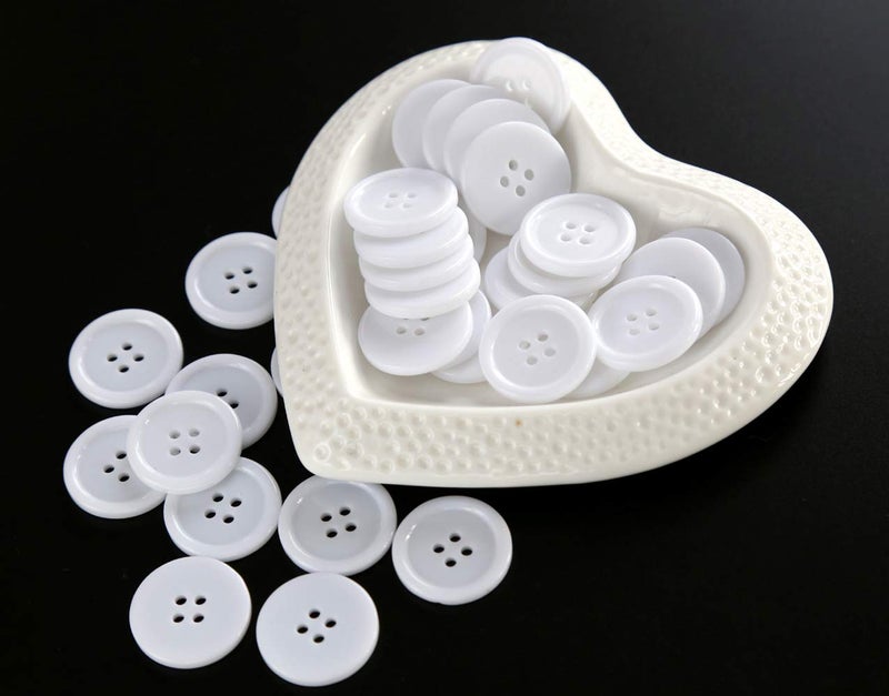 GANSSIA 7/8 Inch (22.5mm) White Button Resin Sewing Buttons for Garment and DIY Craft Scrapbooking Pack of 70 Pcs - Image 2